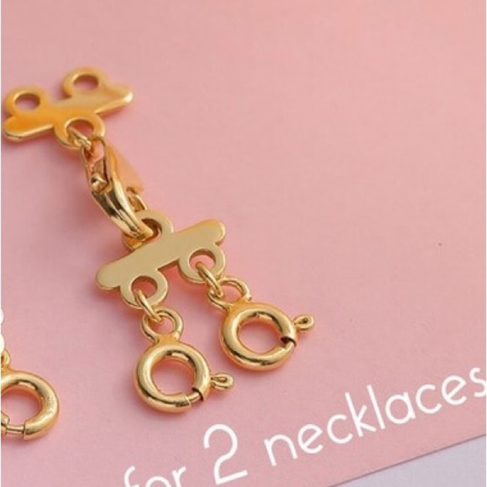 14k yellow gold necklace detangler - 2 necklace layer separator